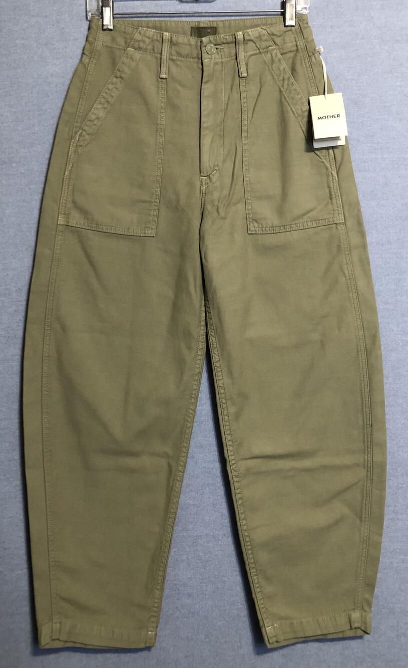 Mother Pants Womens 26 The Fangirl Fatigue Flood Green Cropped Twill Utility